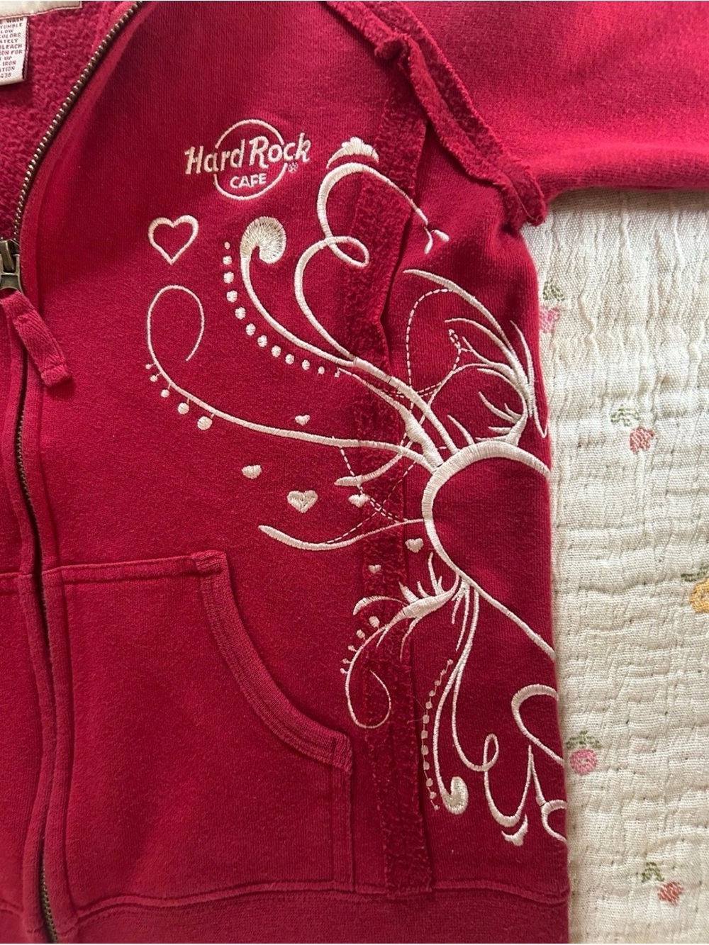 Hard Rock Cafe Red Zip-Up Hoodie Jacket - Picture 4 of 7